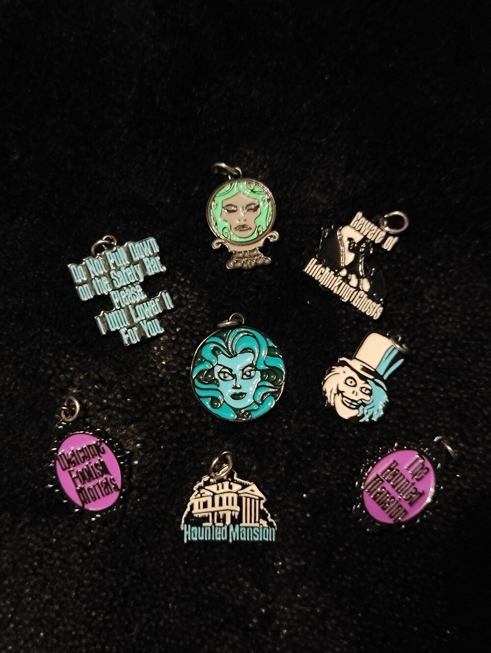 NWOT Haunted Mansion 8 Piece Enamel Charm Set